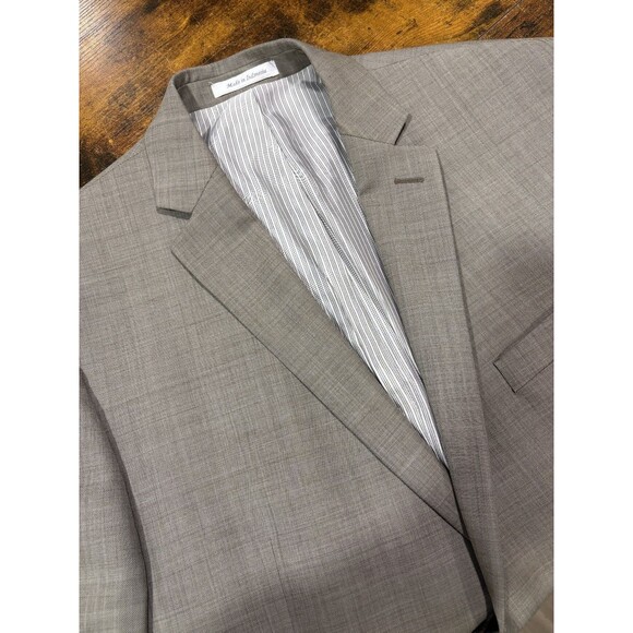 CALVIN KLEIN mens beige gray  100% WOOL sport coat  suit  jacket blazer 42 R - Picture 1 of 8